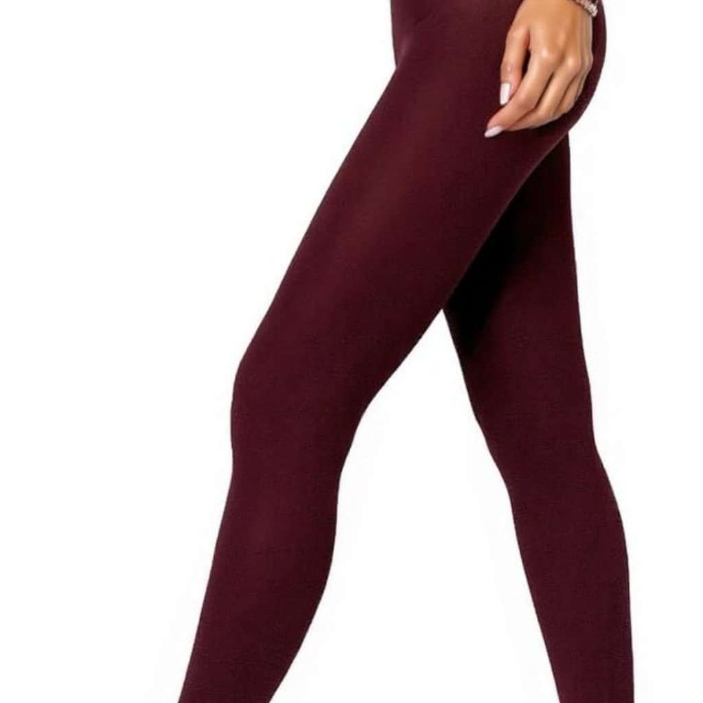 Elegant 100 Denier Burgundy Opaque Tights For Women  Soft Microfiber Comfort